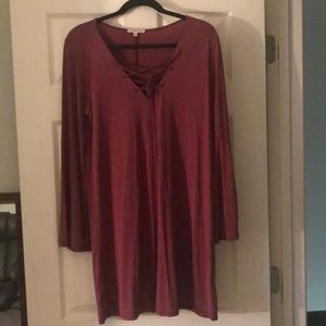 Red long sleeve tie dress